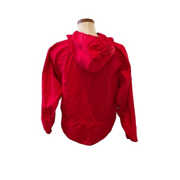Vintage 80s LL Bean Red Kangaroo Pocket Hooded Windbreaker S - Picture 4 of 8